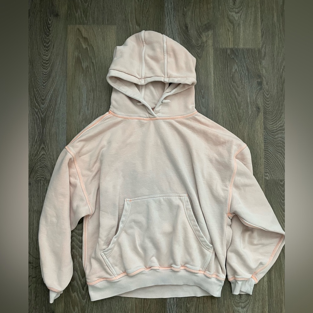 Free People Movement Hoodie XS Peach Pink Exposed Seam Pullover Sweatshirt